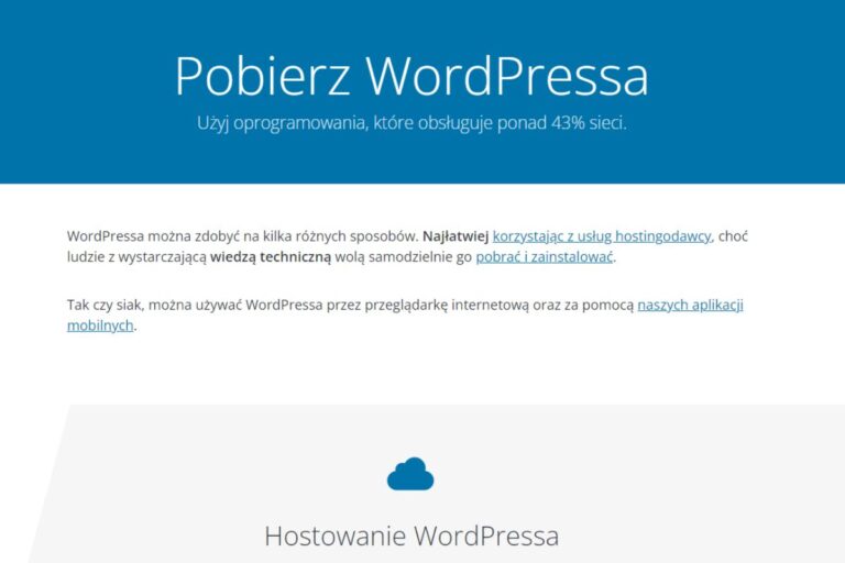Pobieranie Wordprass z oficjalnej strony przed manualną instalacją